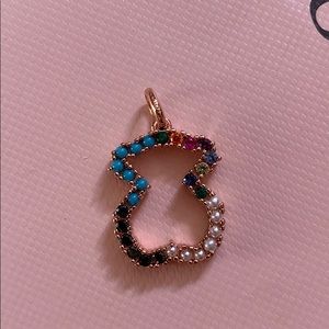 Tous bear pendant in rose vermeil with gemstones